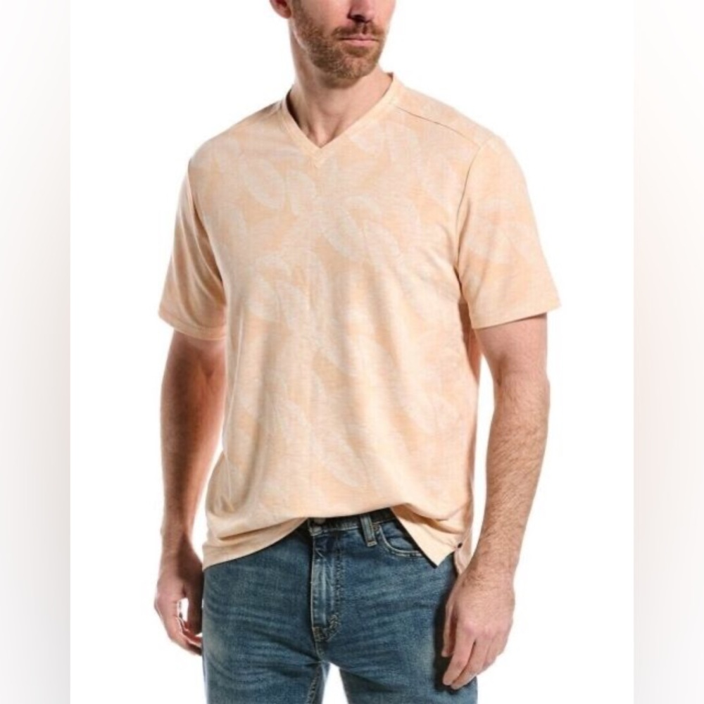 Tommy Bahama Tee Shirt Grande Fronde V Neck Orange ST226217 LIKE NEW SIZE XL